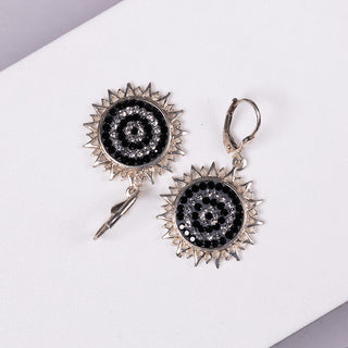 Zircon Black Sunflower - Earrings