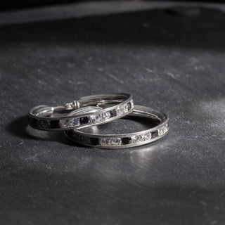 Black and Clear Zircon Bands - Earrings