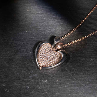 Double Gold Plated Zircon Heart  - Neckless