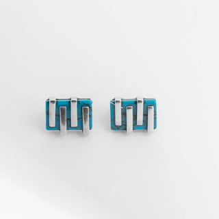 Lines over turquoise - Ring, Earrings, Pendant