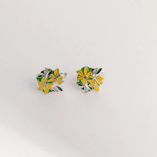 Enamel flowers - Ring, Earrings, Pendant
