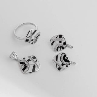 Black&White figures  - Ring, Earrings, Pendant