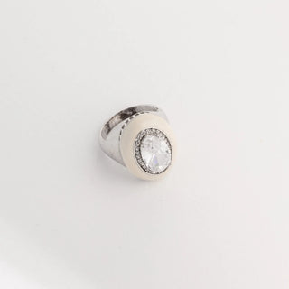 Big rock and white enamel - Ring
