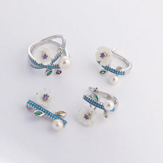 Purple Mother Of Pearl - Ring, Earrings, Pendant