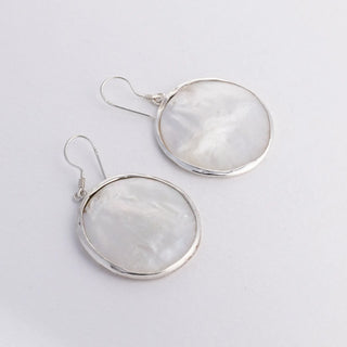 Big White Circles Mother Of Pearl - Earrings