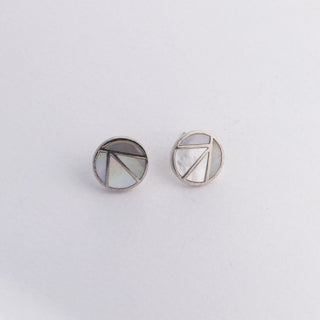 Abstract Forms in Circle Mother Of Pearl - Earrings