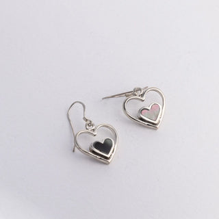 Two Hearts Mother Of Pearl - Earrings