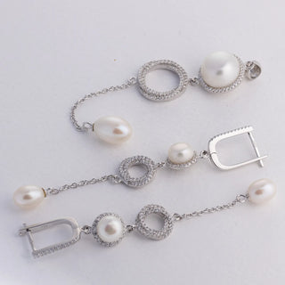 Long Circle Pearl - Earrings, Pendant