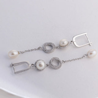 Long Circle Pearl - Earrings, Pendant