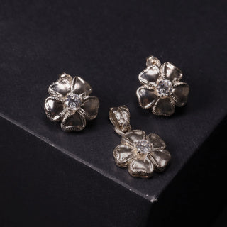 Zircon Flower  - Pendant and Earrings