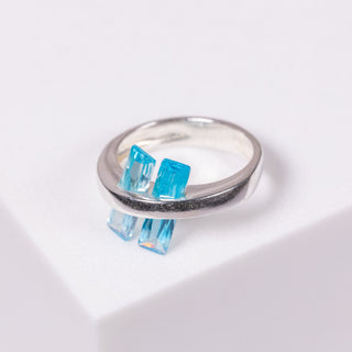 Double Blue Crystal- Ring