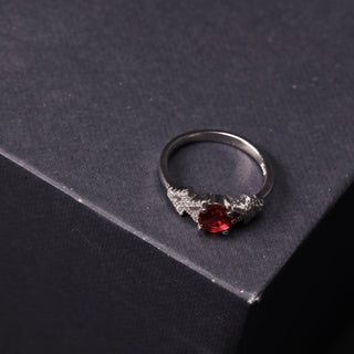 Modern Red Zircon- Ring, Earrings, Pendant