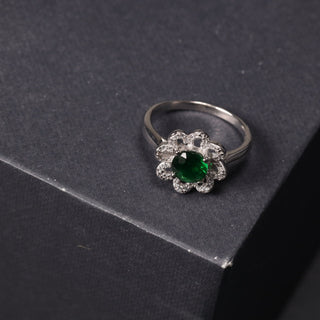 Zircon Green Flower - Ring, Earrings, Pendant