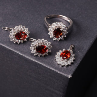 Red Flower - Ring, Earrings, Pendant