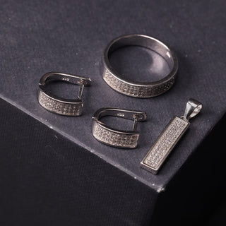 Classic Wide Zircon- Ring, Earrings, Pendant