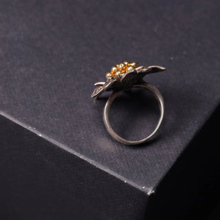 Luscious Golden Flower  - Ring, Earrings